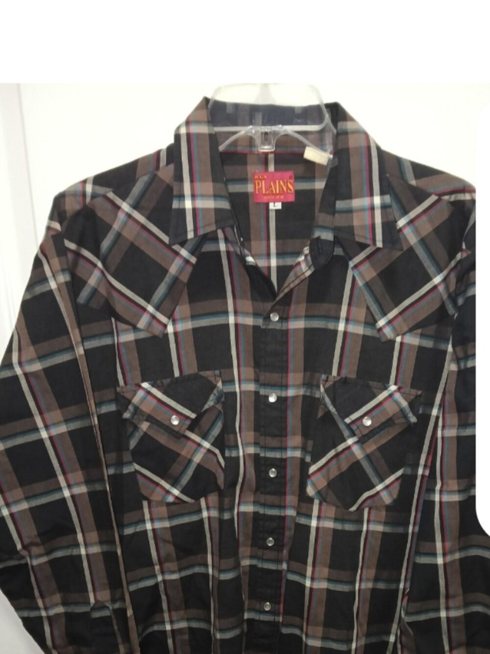 Vintage 90s Ely Plains Western Wear Pearl Snap Plaid Shirt Large Rockabilly